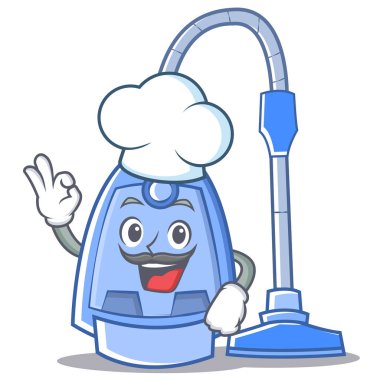 Şef elektrikli süpürge karakter karikatür