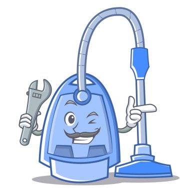 Mekanik süpürge karakter karikatür