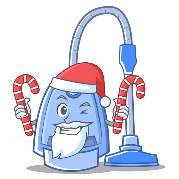Père Noël avec des bonbons aspirateur personnage dessin animé — Image vectorielle