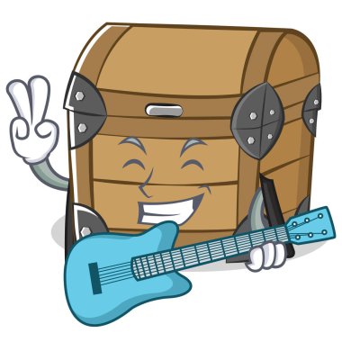 Gitar göğüs karakter karikatür tarzı ile