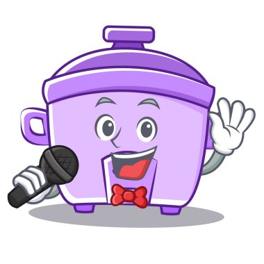Şarkı söyleyen rice cooker karakter karikatür