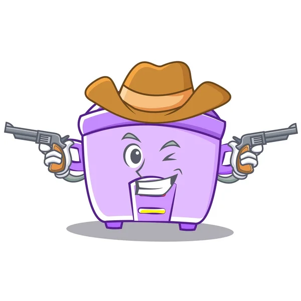 Cowboy arroz panela personagem cartoon — Vetor de Stock