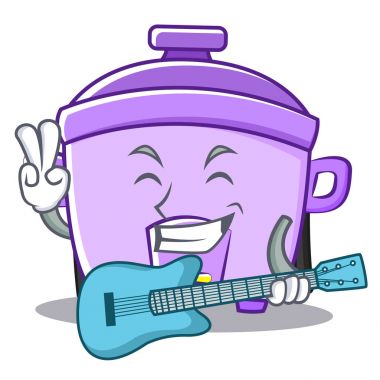 Gitar pirinç Ocak karakter karikatür ile
