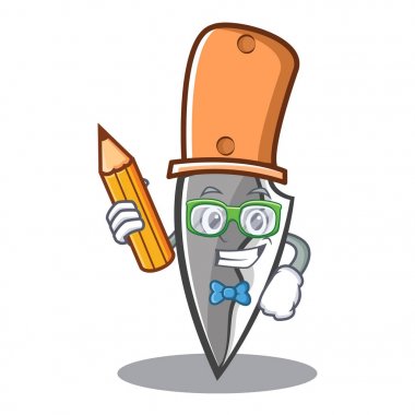 Kalem bıçak karakter karikatür tarzı ile öğrenci