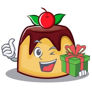 Hediye puding karakter karikatür tarzı ile