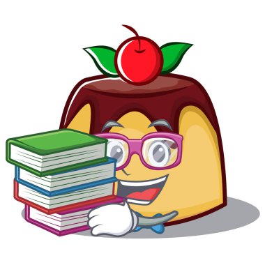 Öğrenci kitap puding karakter karikatür tarzı ile