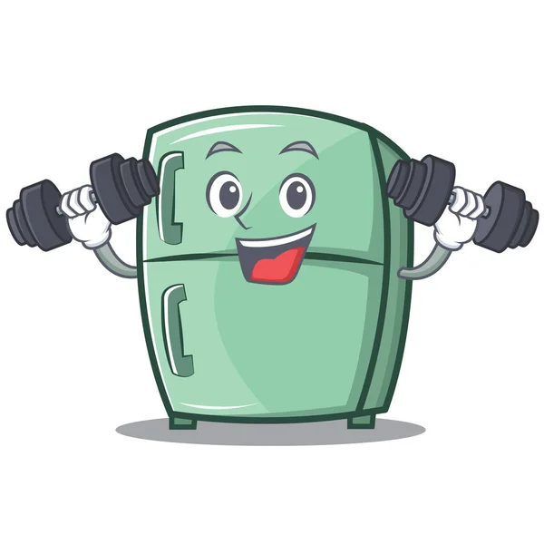 Fitness carino frigorifero personaggio cartone animato — Vettoriale Stock