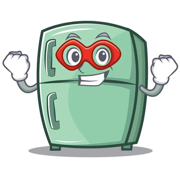 Super héroe lindo refrigerador personaje de dibujos animados — Vector de stock