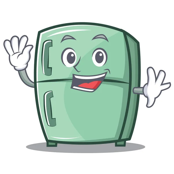 Winkende niedliche Kühlschrankfigur Cartoon — Stockvektor