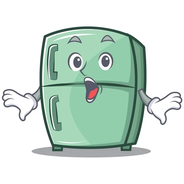 Sorprendido lindo refrigerador personaje de dibujos animados — Vector de stock