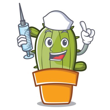 Hemşire şirin kaktüs karakter karikatür