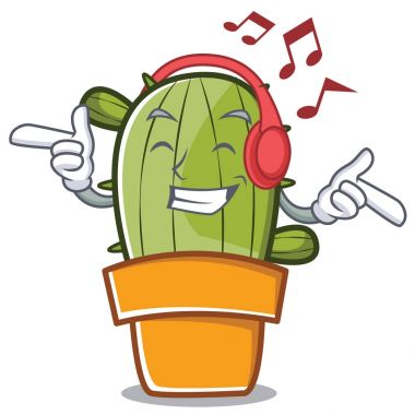 Dinleme müzik şirin kaktüs karakter karikatür
