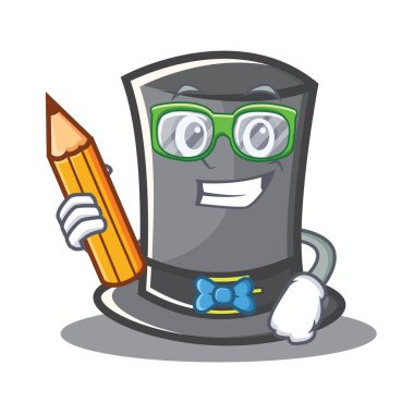 Kalem Şükran şapka karakter karikatür ile öğrenci