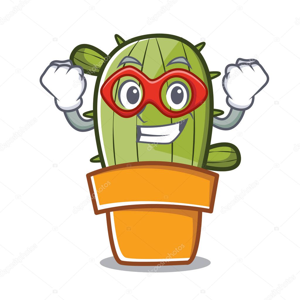 Super hero cute cactus character cartoon