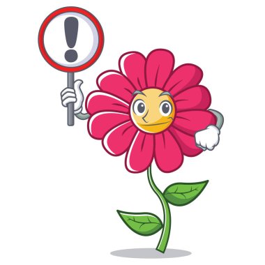 İşareti Pembe çiçek karakter karikatür ile