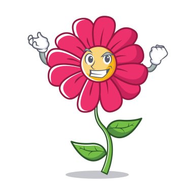 Başarılı Pembe çiçek karakter karikatür