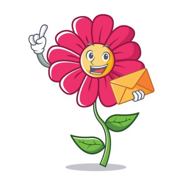 Parmak pembe çiçek karakter karikatür