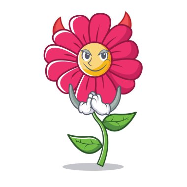 Şeytan Pembe çiçek karakter karikatür