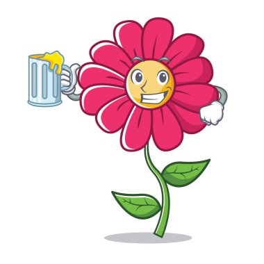 Suyu Pembe çiçek karakter karikatür ile