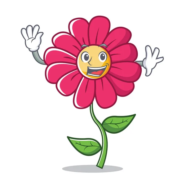 Ondeando rosa flor personaje de dibujos animados — Vector de stock