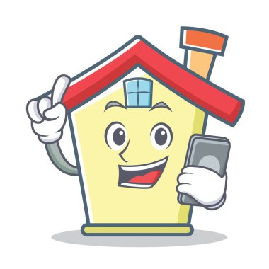 Telefon ev karakter karikatür tarzı ile