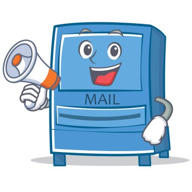 Megafon posta kutusu karakter karikatür tarzı ile