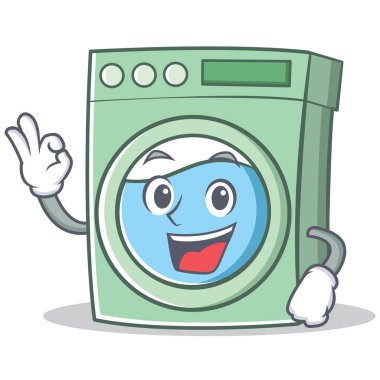 Çamaşır makinesi karakter karikatür Tamam