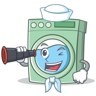 Denizci çamaşır makinesi karakter karikatür