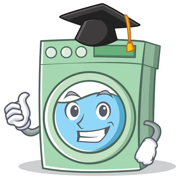 Érettségi mosógép karakter cartoon — Stock Vector