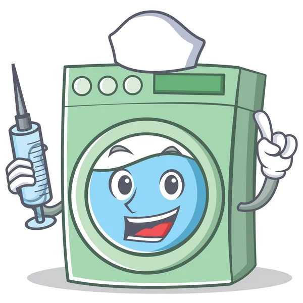 Verpleegkundige wasmachine karakter cartoon — Stockvector