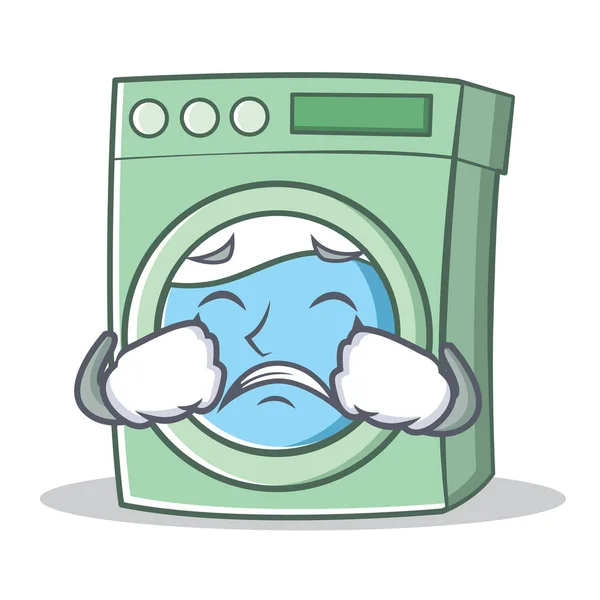 Llorando lavadora personaje de dibujos animados — Vector de stock