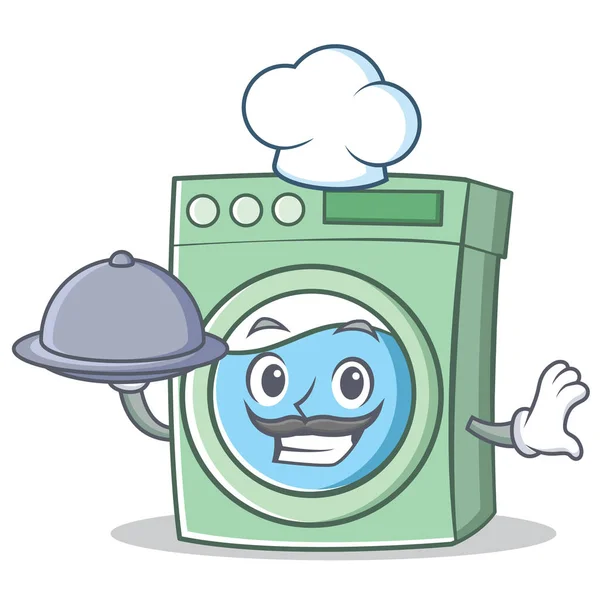 Chef máquina de lavar roupa personagem desenhos animados —  Vetores de Stock