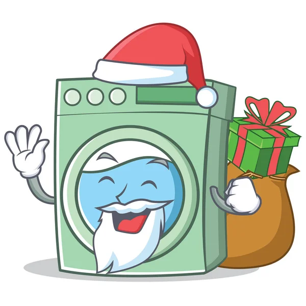 Santa wasmachine karakter cartoon — Stockvector