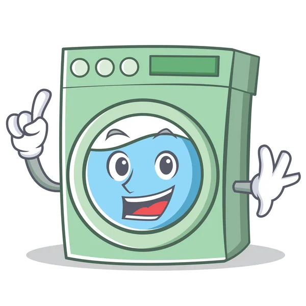 Máquina de lavar dedos personagem cartoon — Vetor de Stock