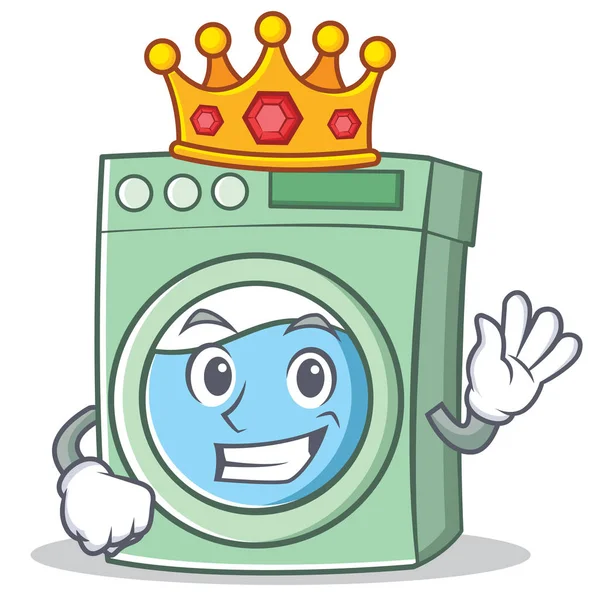 Koning wasmachine karakter cartoon — Stockvector