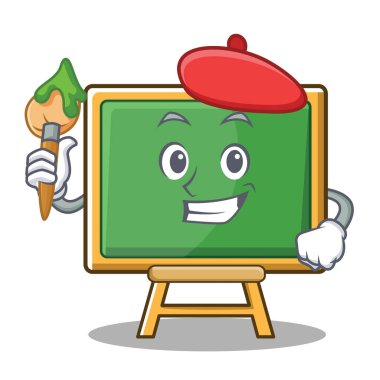 Sanatçı tebeşir tahtası karakter karikatür