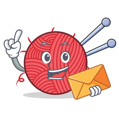 Karakter karikatür tarzı örgü zarf ile