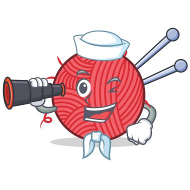 Denizci karakter karikatür tarzı örgü dürbün ile