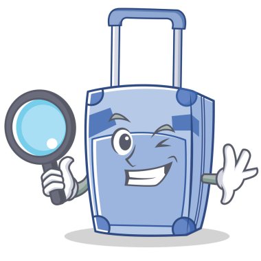 Dedektif bavul karakter karikatür tarzı