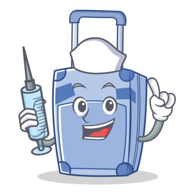 Hemşire bavul karakter karikatür tarzı