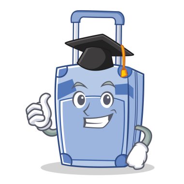 Mezuniyet bavul karakter karikatür tarzı