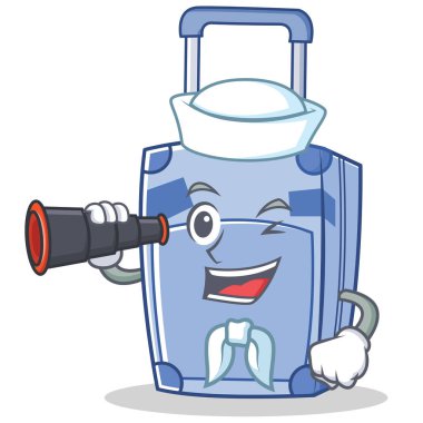 Denizci bavul karakter karikatür tarzı