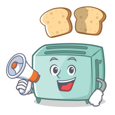 Megafon ekmek kızartma makinesi karakter karikatür tarzı ile