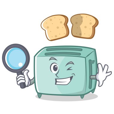 Dedektif ekmek kızartma makinesi karakter karikatür tarzı