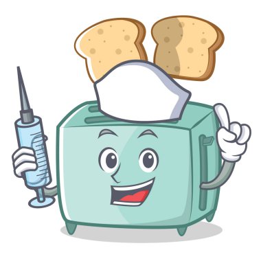 Hemşire ekmek kızartma makinesi karakter karikatür tarzı