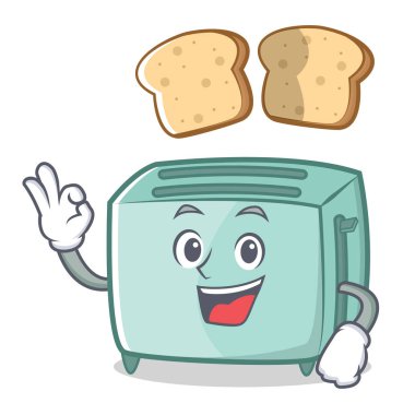 Ekmek kızartma makinesi karakter karikatür tarzı Tamam