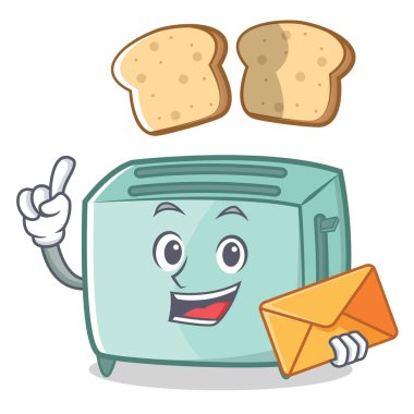 Zarf ekmek kızartma makinesi karakter karikatür tarzı ile