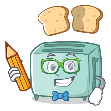 Öğrenci ekmek kızartma makinesi karakter karikatür tarzı