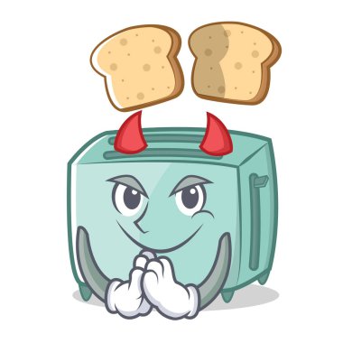 Şeytan ekmek kızartma makinesi karakter karikatür tarzı