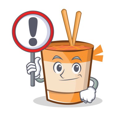 İşareti fincan erişte karakter karikatür ile